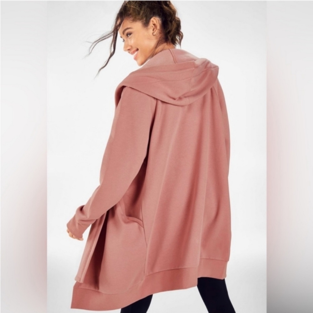Fabletics ROSE PINK GERI WRAP Sweater with Soft Knit Versatile Design SIZE 2 XL - Picture 3 of 9